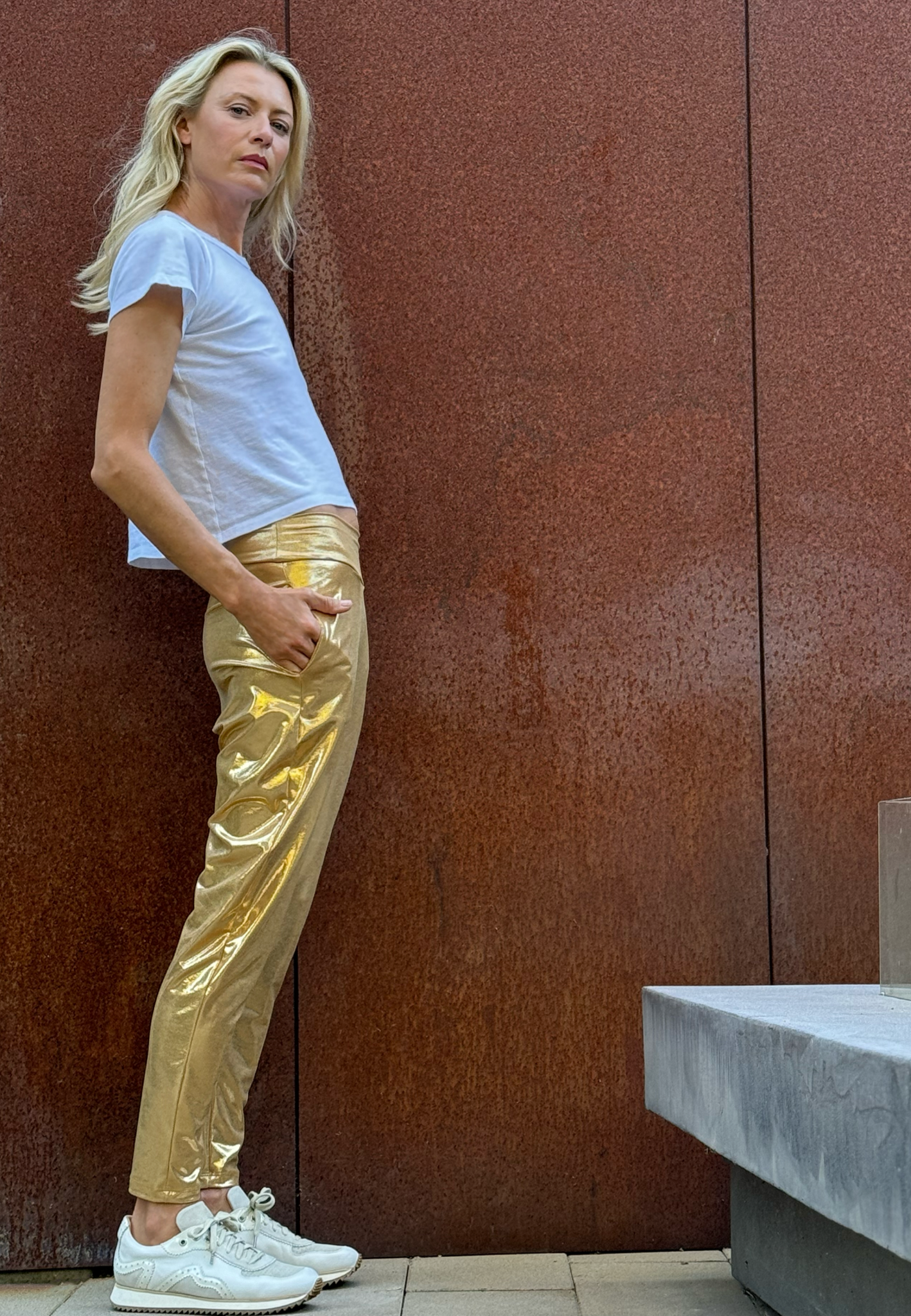 Champagne Gold Slouch Pants