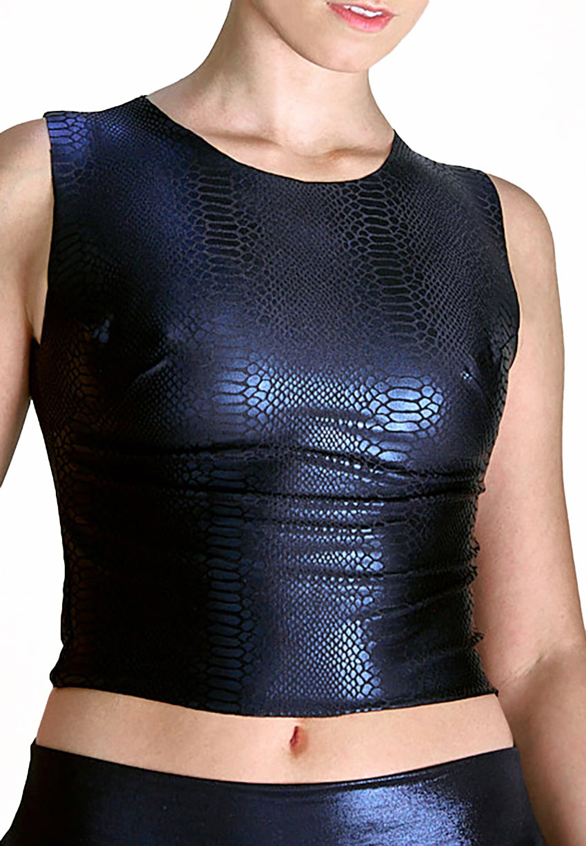 Pearl Snake Tank Top in Obsidian Black