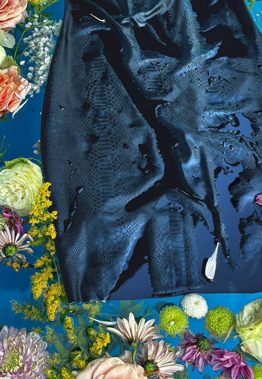 Pearl Snake Pencil Skirt in Obsidian Black