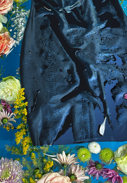 Pearl Snake Pencil Skirt in Black Mamba