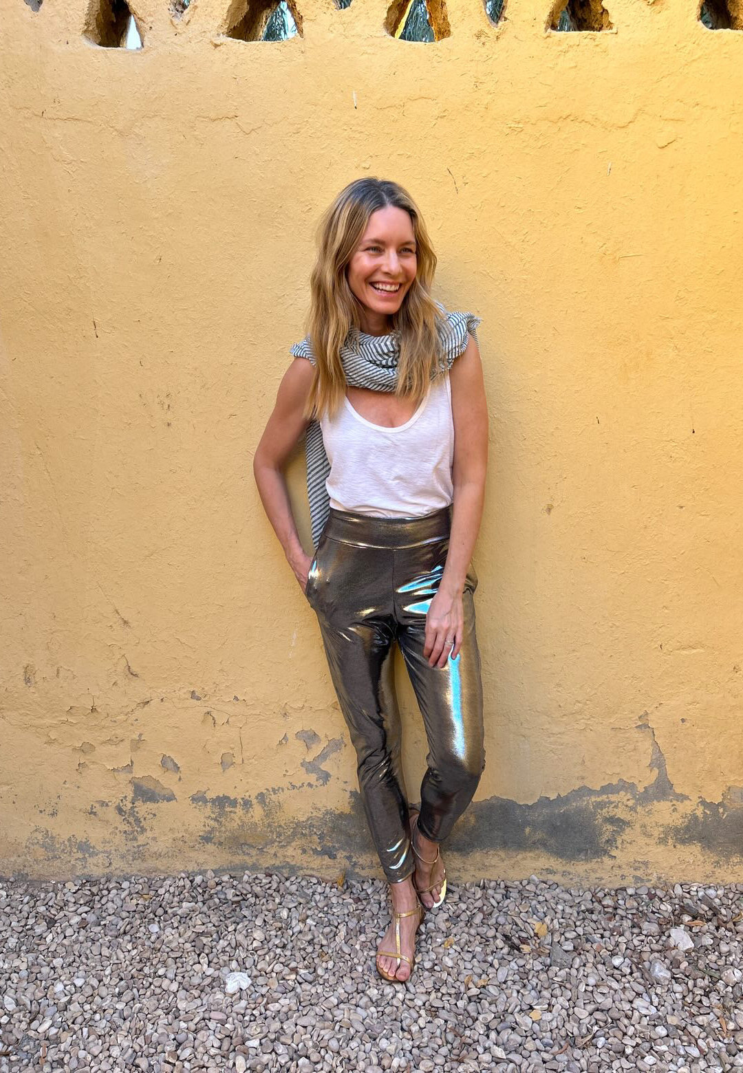 Liquid Pewter Slouch Pants