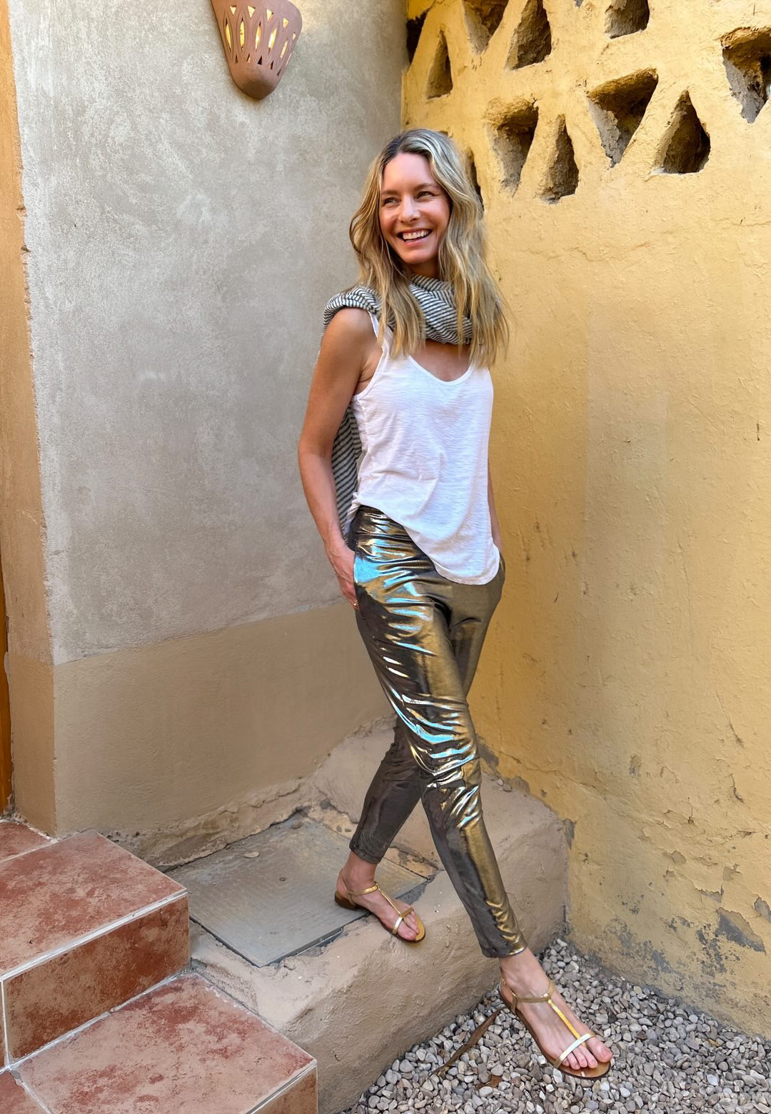 Liquid Pewter Slouch Pants