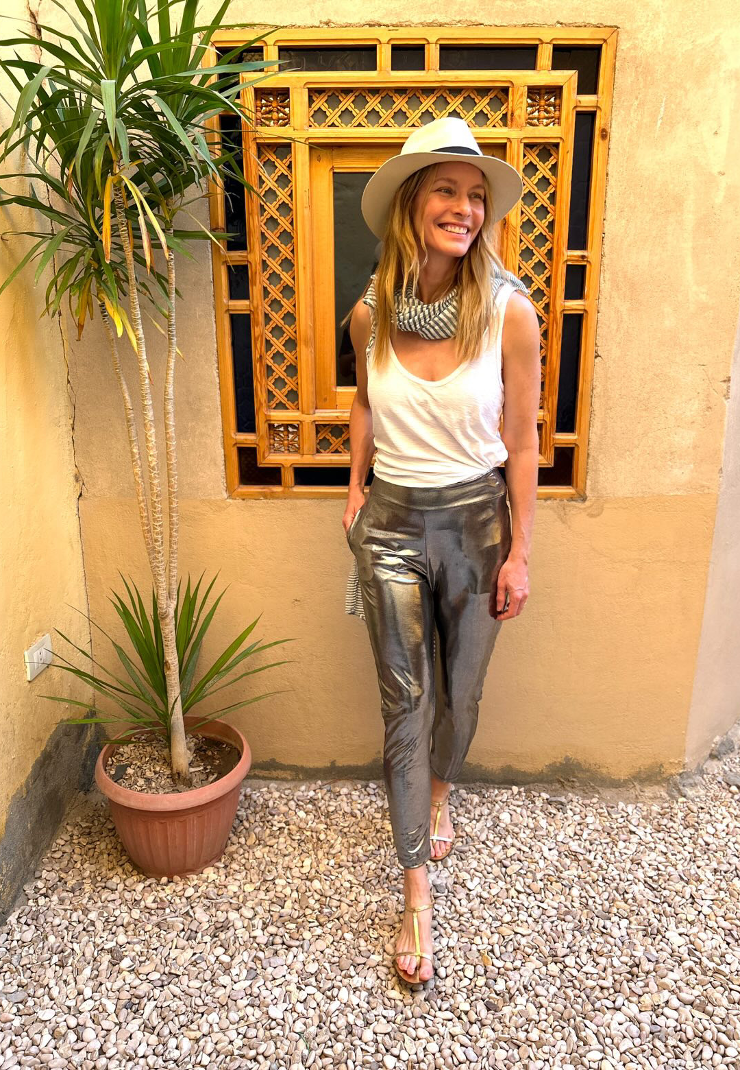 Liquid Pewter Slouch Pants