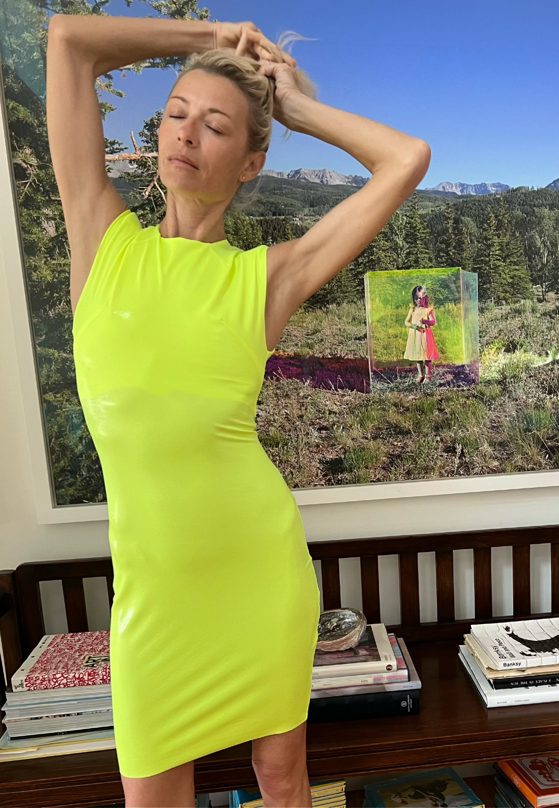 Blooming Yellow Neon Wet Sculpt Dress