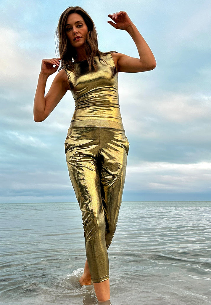 Liquid Gold Slouch Pants