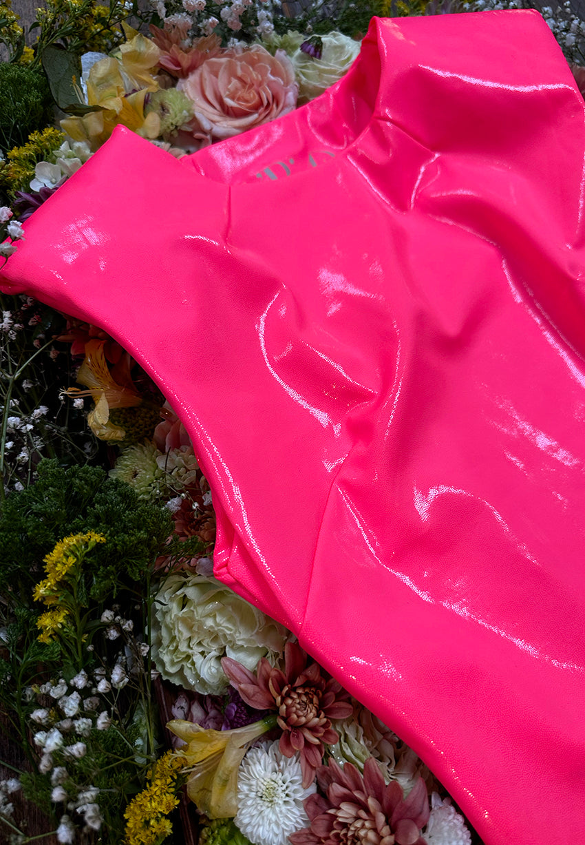 Neon Wet Sculpt Top in Blooming Pink