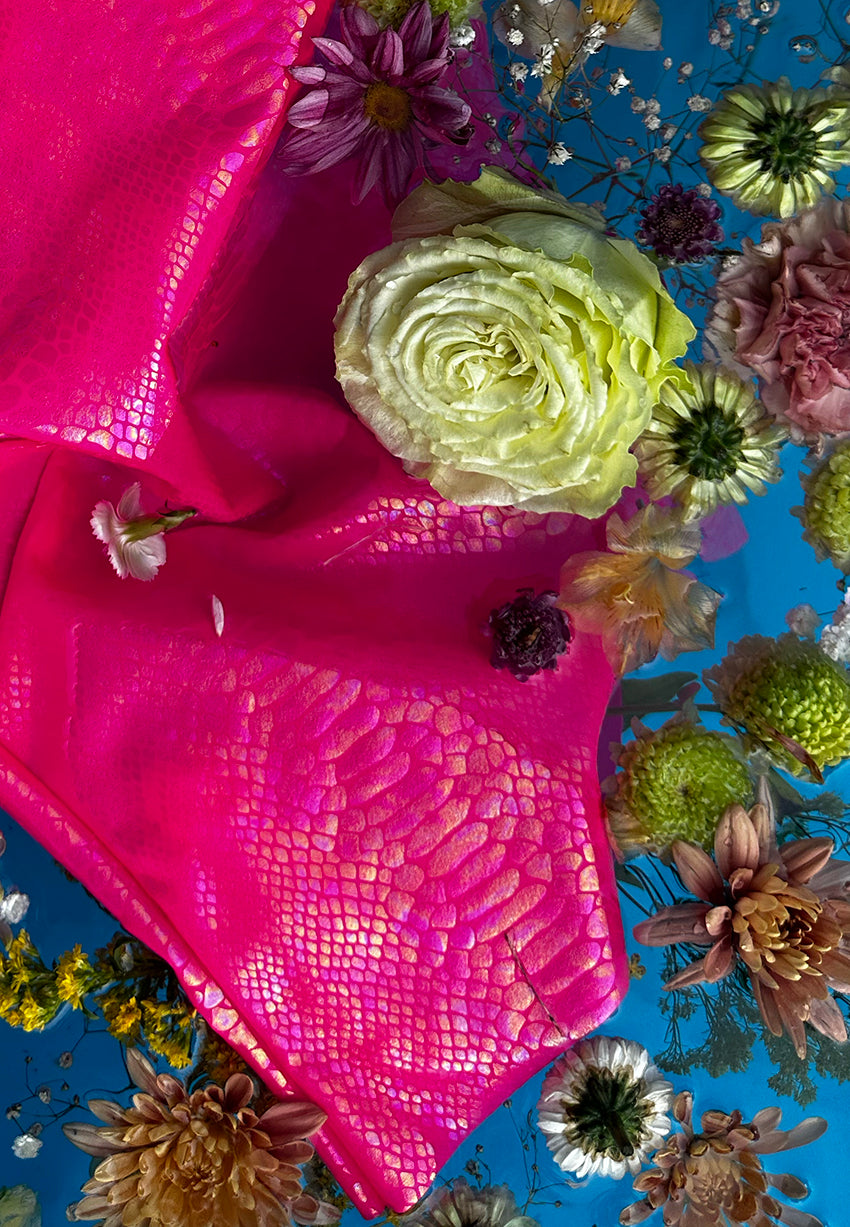 Pearl Snake Pencil Skirt in Hot Pink