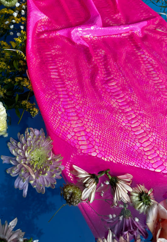 Pearl Snake Pencil Skirt in Pink Python