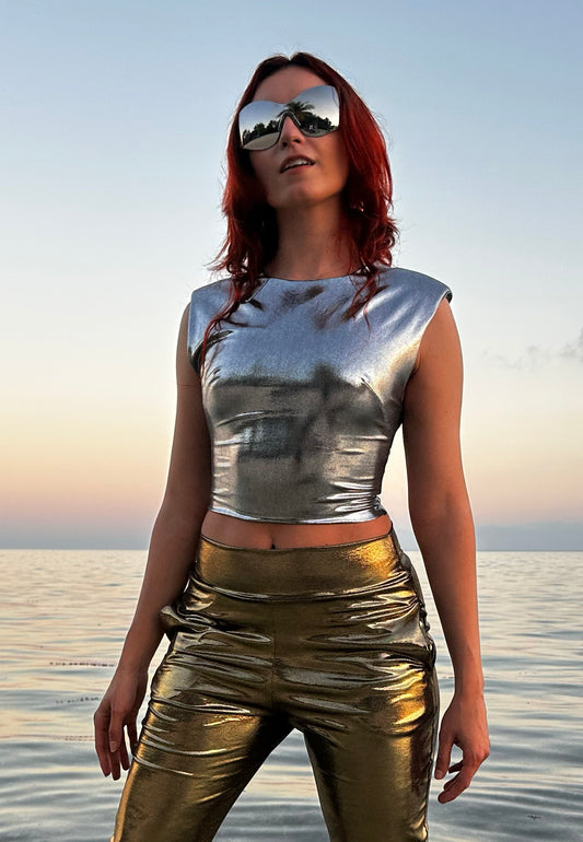 Liquid Pewter Sculpt Top