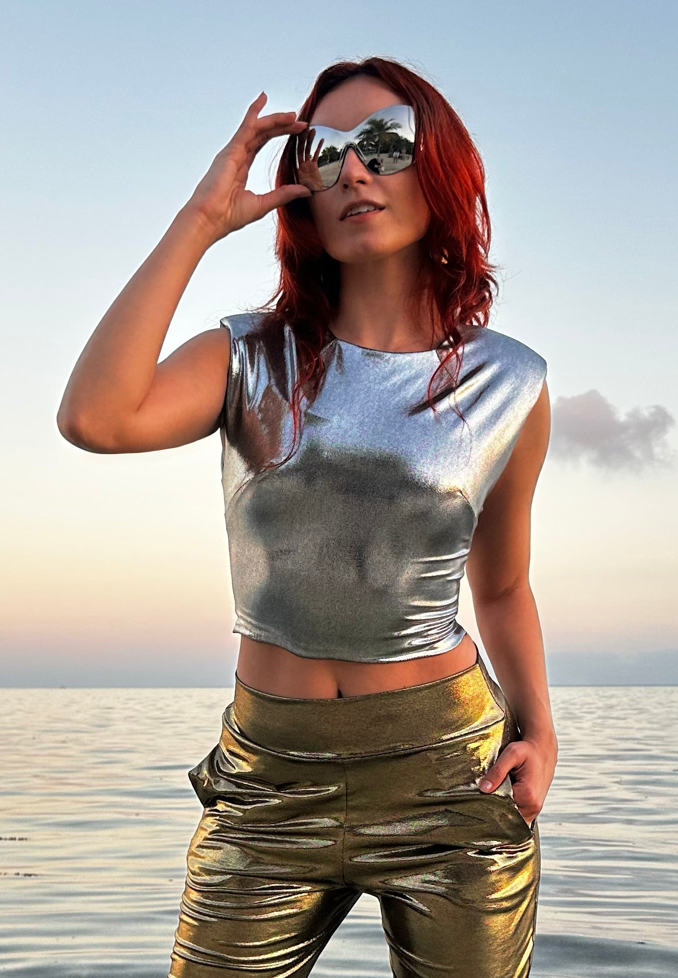 Liquid Pewter Sculpt Top