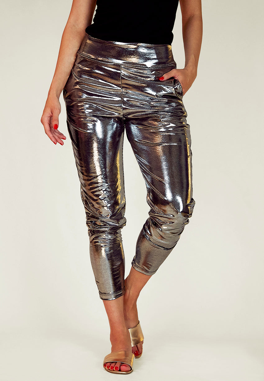 Liquid Pewter Slouch Pants