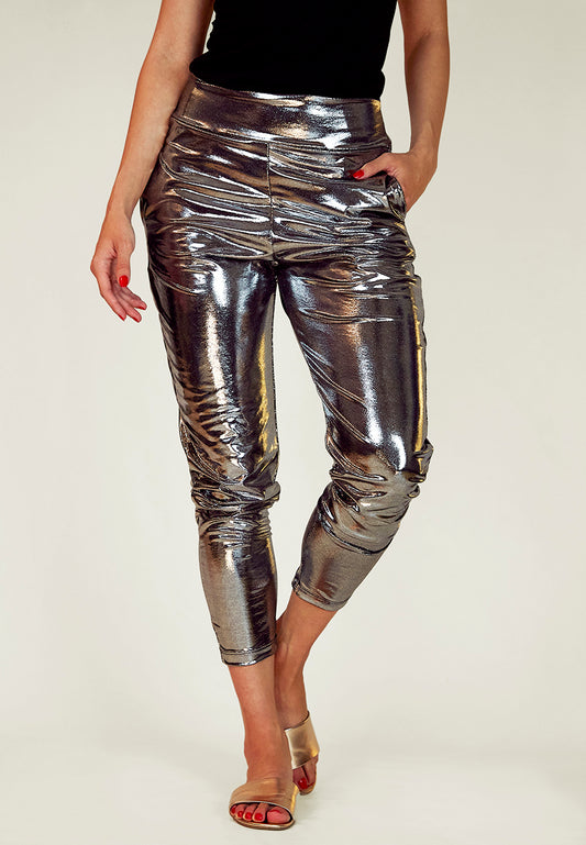 Liquid Pewter Slouch Pants