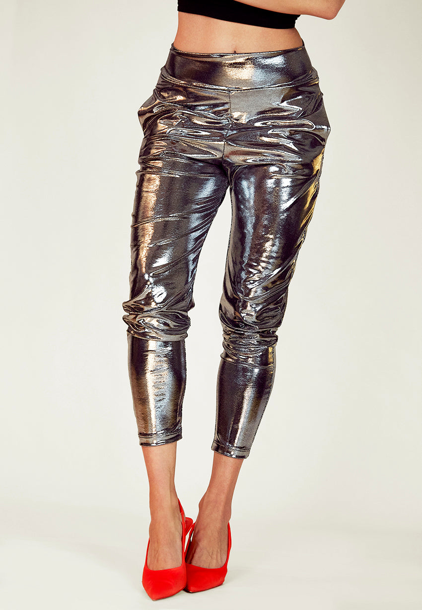 Liquid Pewter Slouch Pants