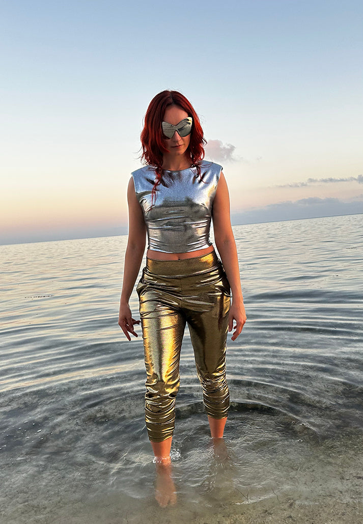 Liquid Gold Slouch Pants