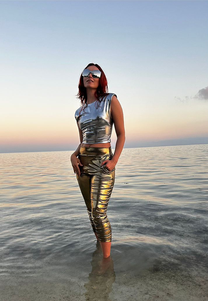Liquid Gold Slouch Pants