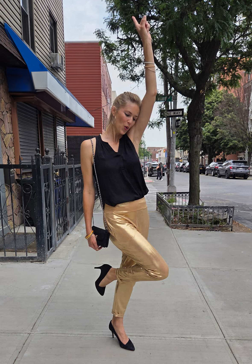Champagne Gold Slouch Pants