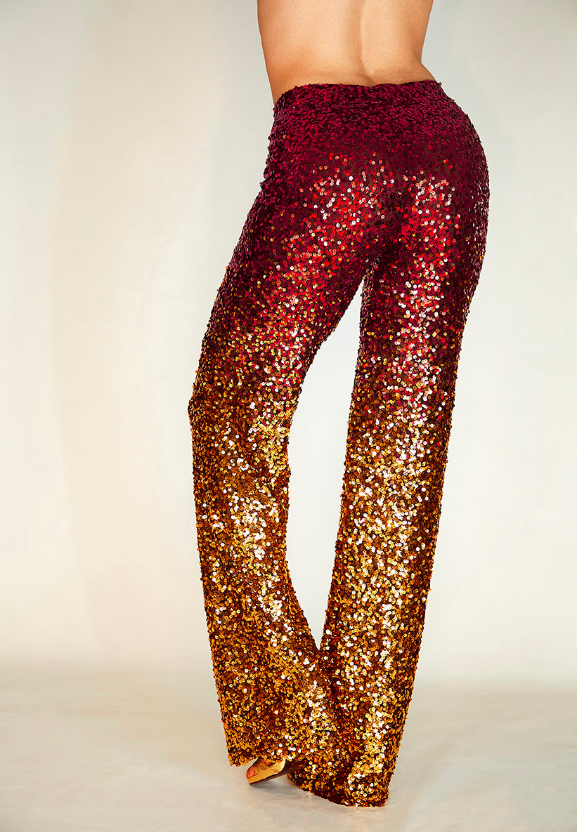 The Slava Sequin Palazzo in Ruby Red
