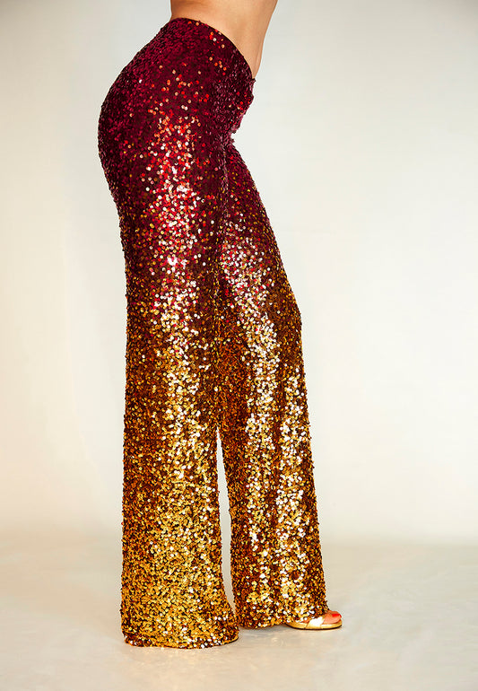The Slava Sequin Palazzo in Ruby Red