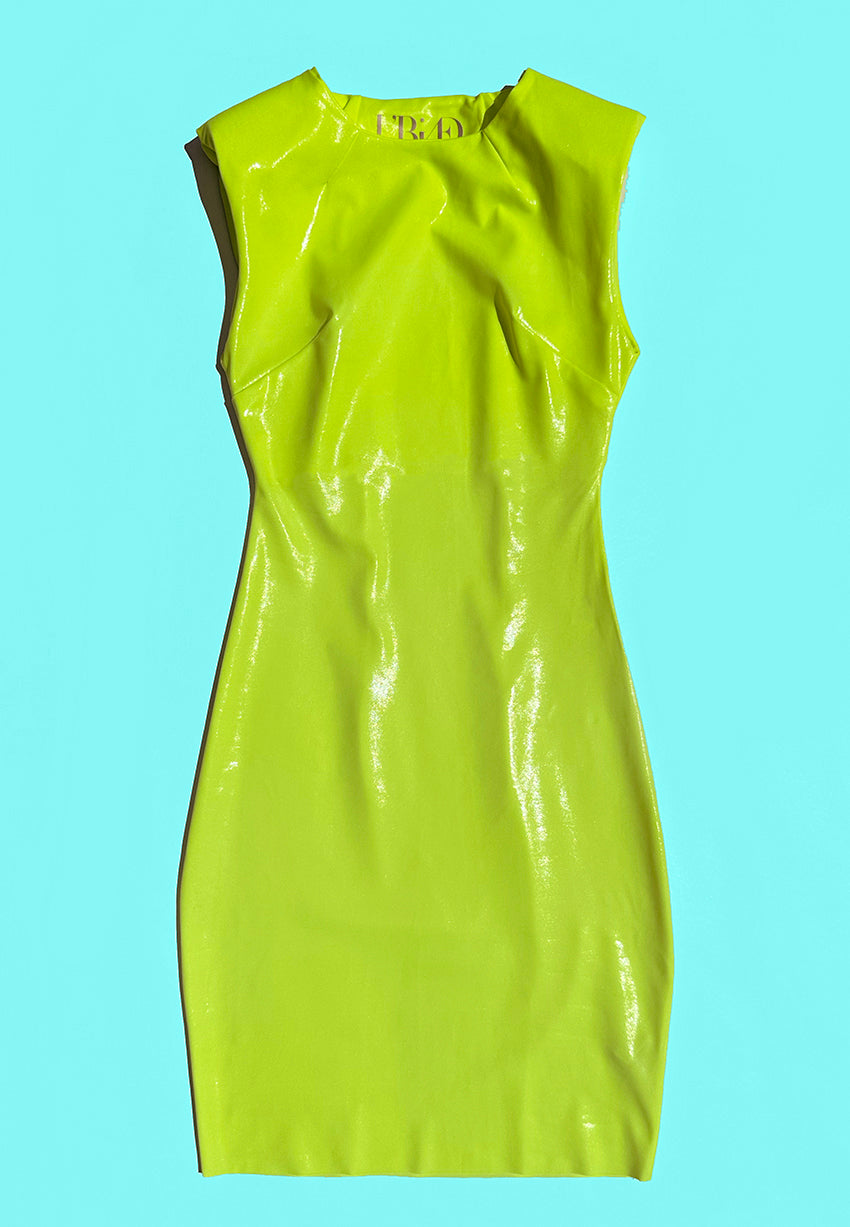 Neon green latex dress best sale