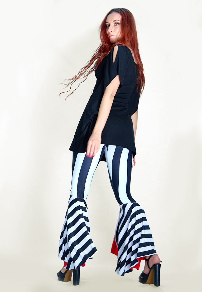 Red striped flare pants online