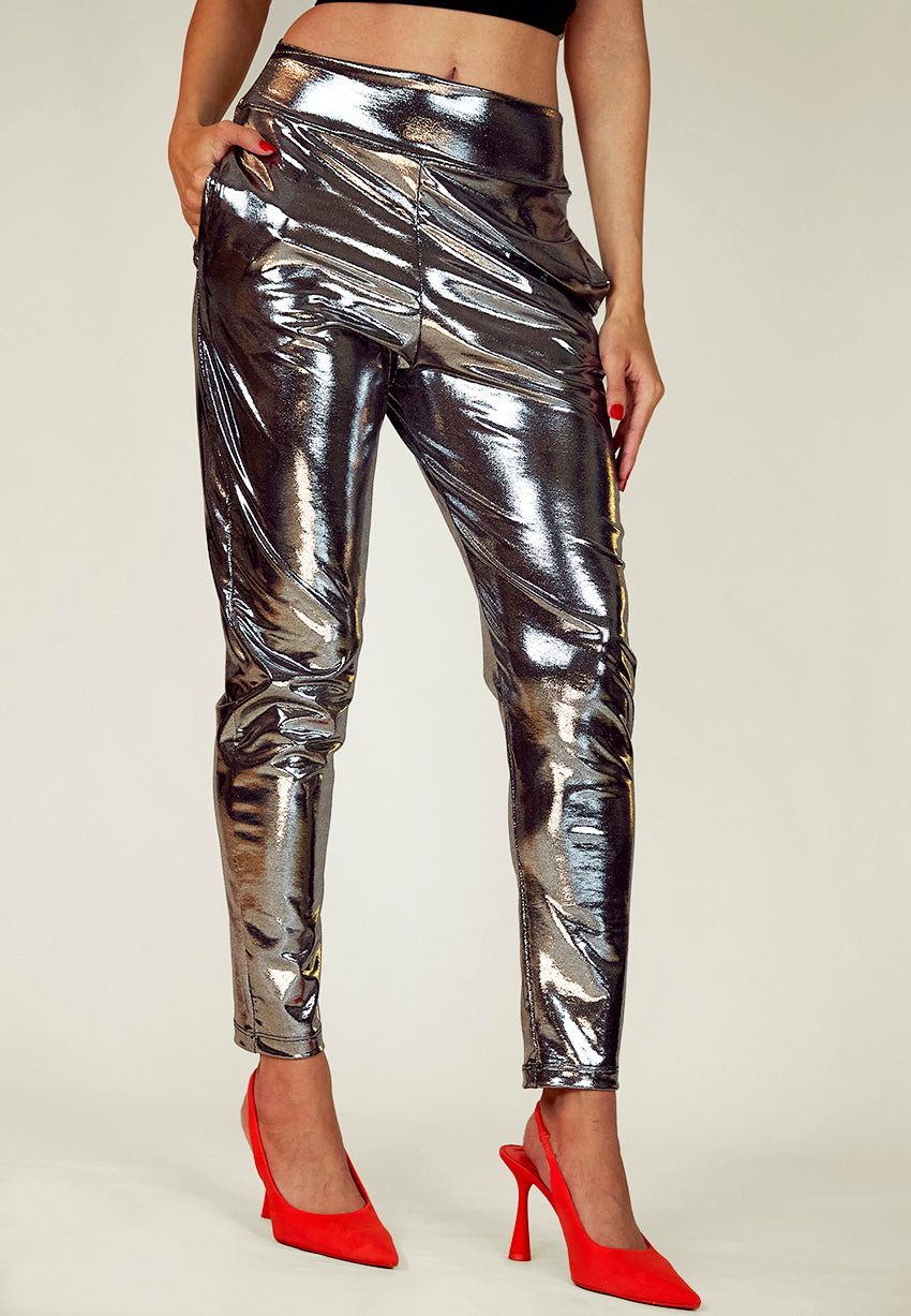 Liquid Pewter Slouch Pants