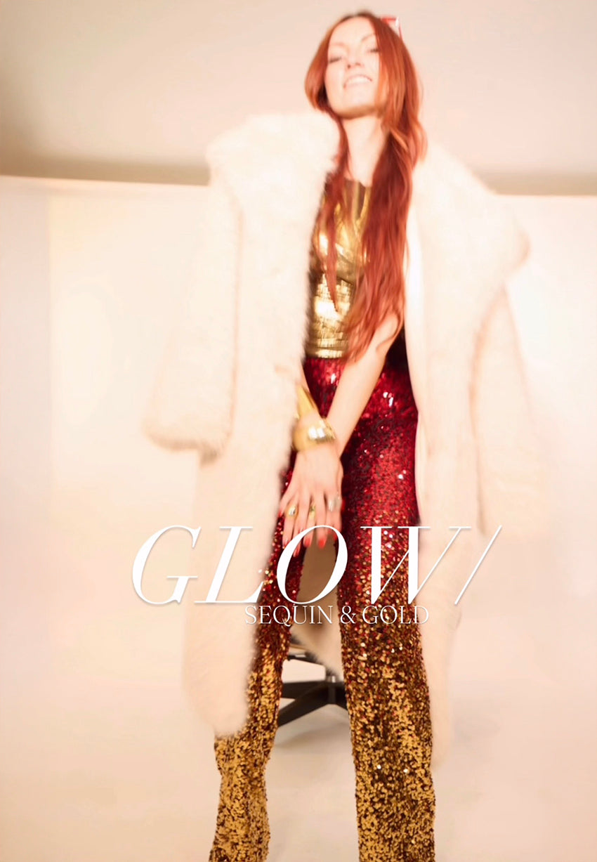 The Slava Sequin Palazzo in Ruby Red