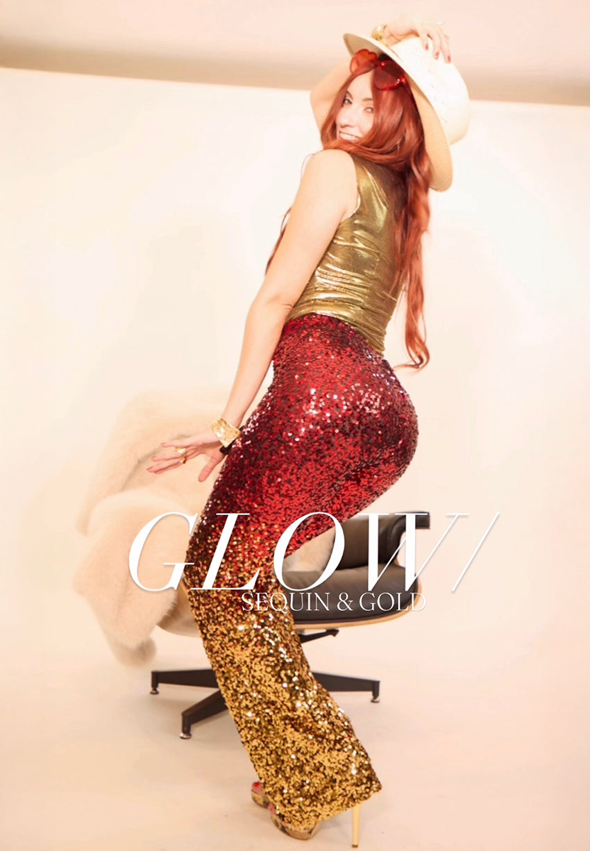 The Slava Sequin Palazzo in Ruby Red