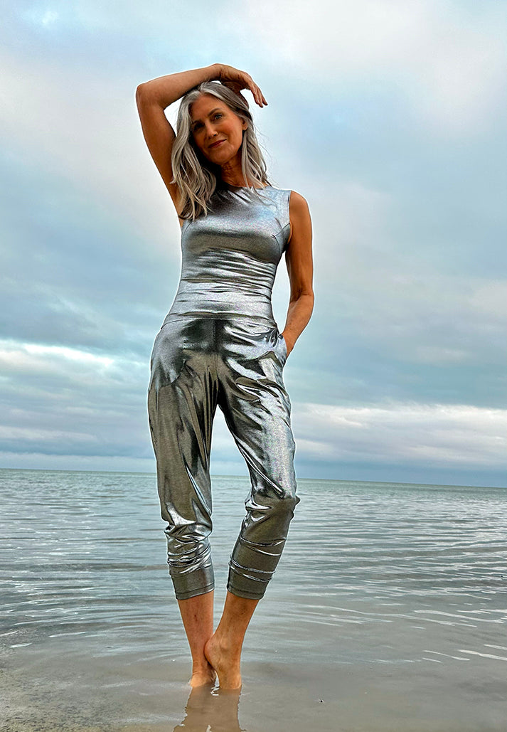 Liquid Pewter Slouch Pants