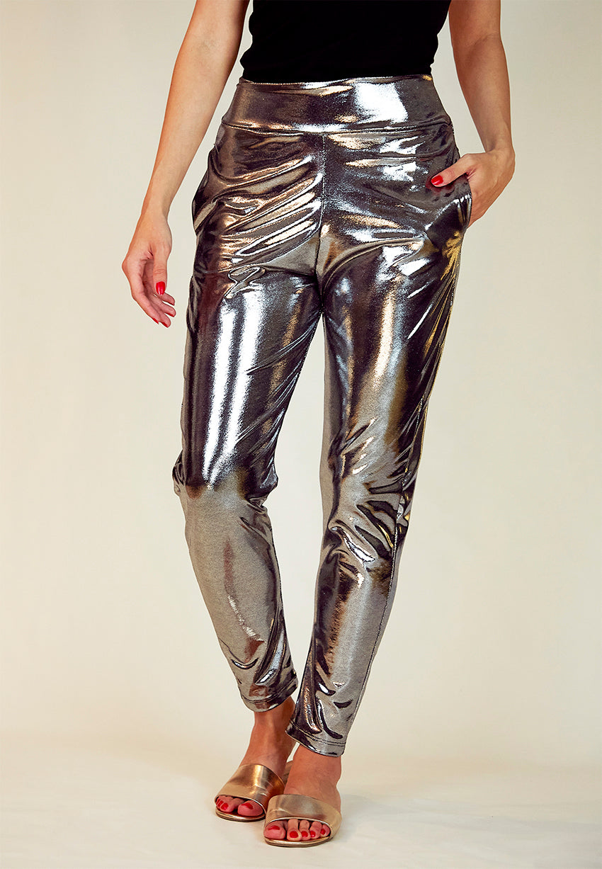 Liquid Pewter Slouch Pants